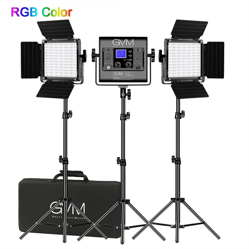 GVM 800D-RGB 40W Bi-Color & RGB LED Studio Video Light (3-Light Kit)