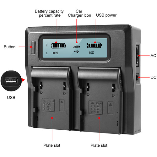 GVM Dual Battery Charger for Canon C300 Mark II, C200 & C200B