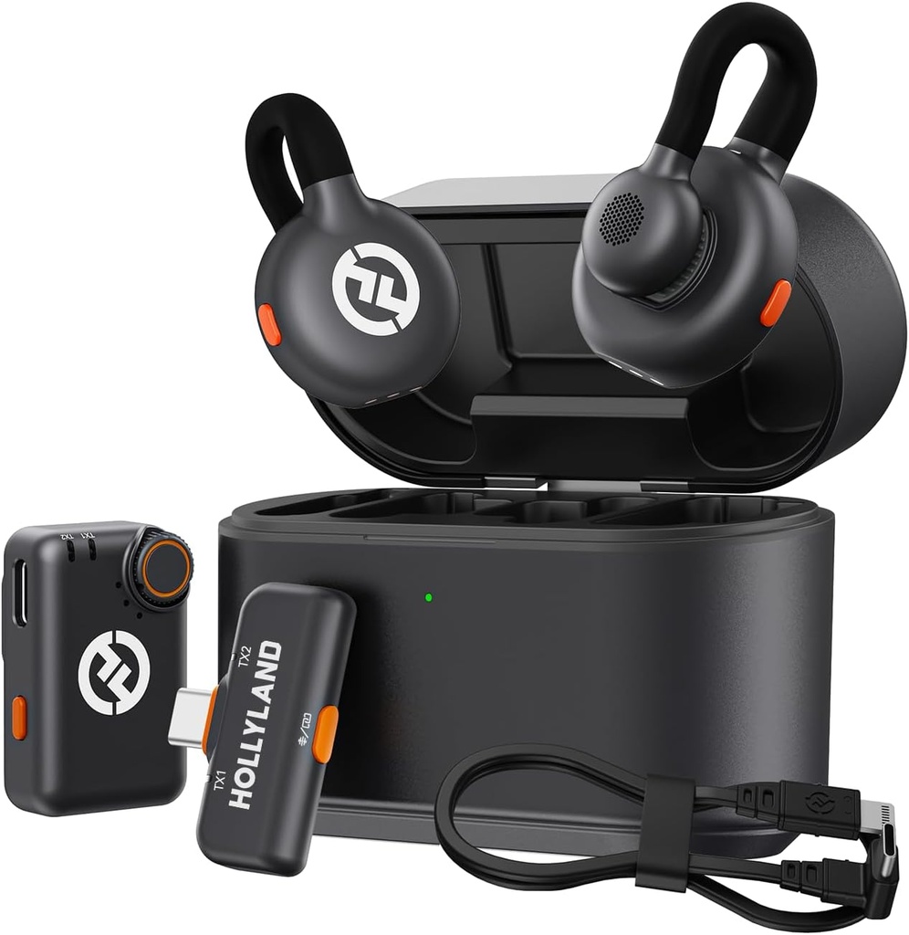 Hollyland LARK M2S Combo Wireless Lavalier Microphone System (Camera RX + USB-C RX + USB-C to Lightning Cable)