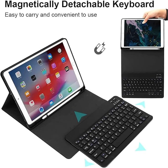 Slim Keyboard Case for Apple iPad 11th Generation 10.9" with Magnetically Detachable Wireless Keyboard