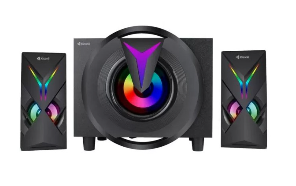 Kisonli TM-1000U 2.1 Multimedia Speaker System with RGB Lighting, USB Powered