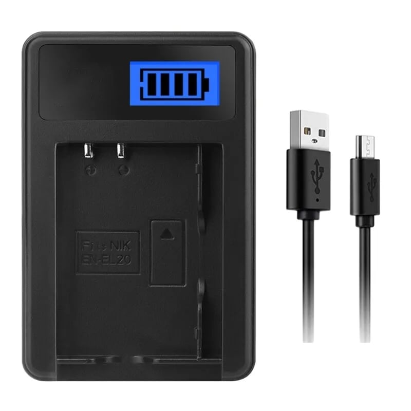 USB Battery Charger with LCD Display for Nikon EN-EL20 Camera Battery