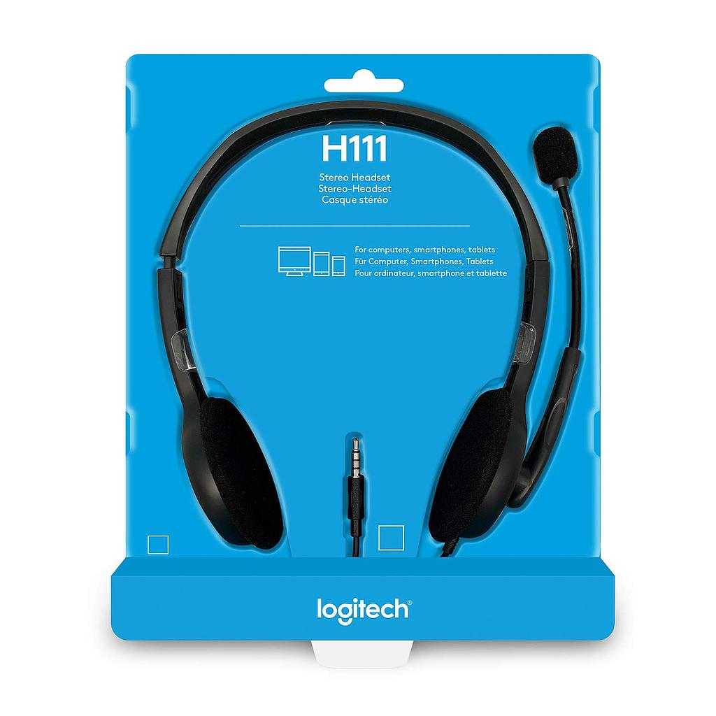 Logitech H111 Stereo Headset - 3.5 mm Wired Headset with Noise-Cancelling Microphone