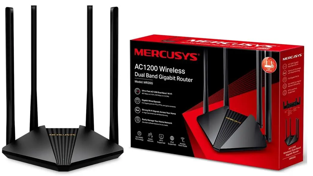 MERCUSYS MR30G AC1200 Wireless Dual Band Gigabit WiFi Router Easy Mesh