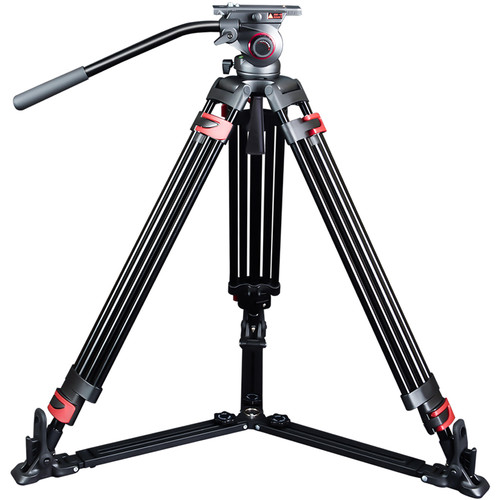 Miliboo MTT609A ترايبود احترافي مع رأس هيدروليكي وقاعدة تثبيت أرضية (مصنوع من الألمنيوم)