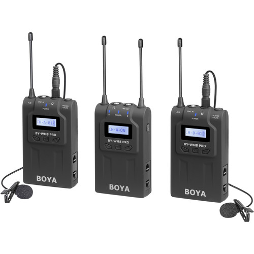 BOYA BY-WM8 Pro-K2 UHF Dual-Channel Wireless Lavalier System (2 TX + 1 RX)
