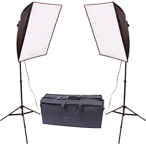 E27 5-in-1 Bulb Socket Studio Light Kit + 2 Light Stands + 2 Softboxes 40x60cm + Bag