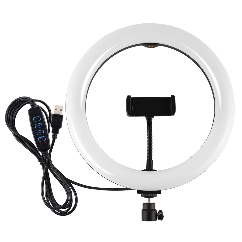 PULUZ PU430B 10.2" (26cm) Dimmable RGB LED Ring Light with Phone Clamp