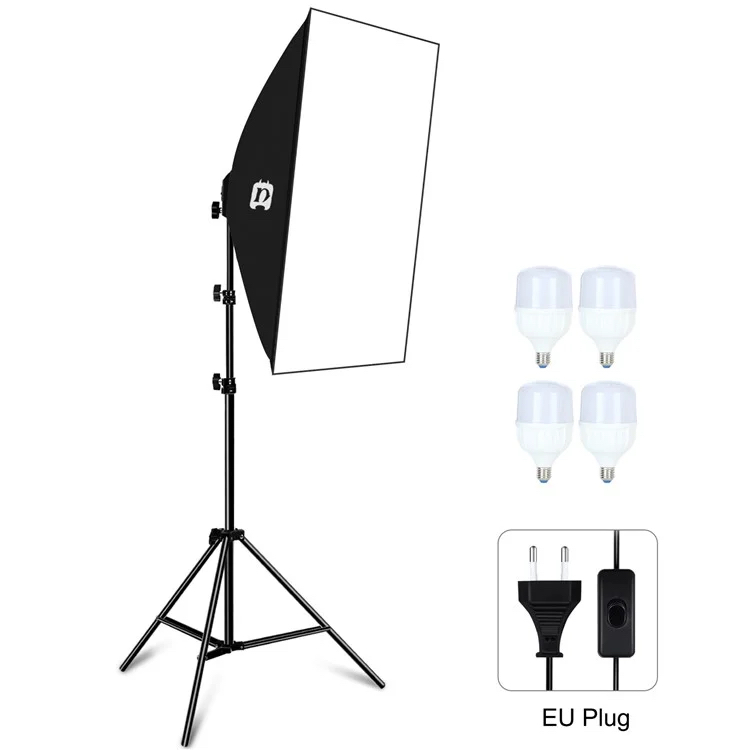 PULUZ PU5071 Photo Studio Softbox 50 x 70cm with E27 LED Bulb and Light Stand