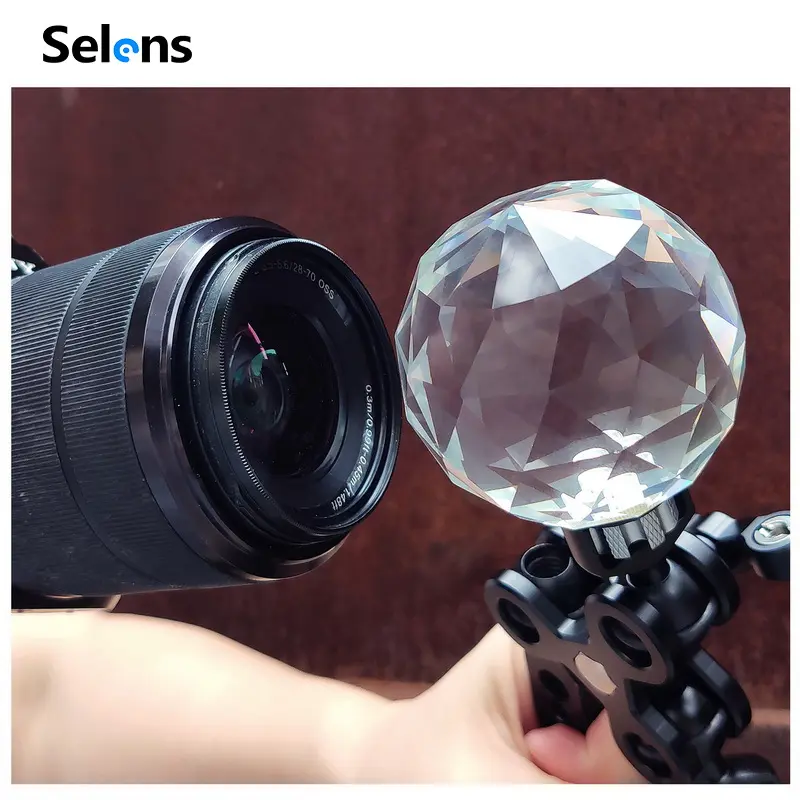 Selens Crystal Ball for creative photography with 1/4" mounting base – a photography ball made of high-quality optical glass.