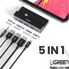 UGREEN 5-in-1 USB-C Multiport Adapter for iPad Pro (HDMI, 2x USB 3.0, 3.5mm, PD) - 70688