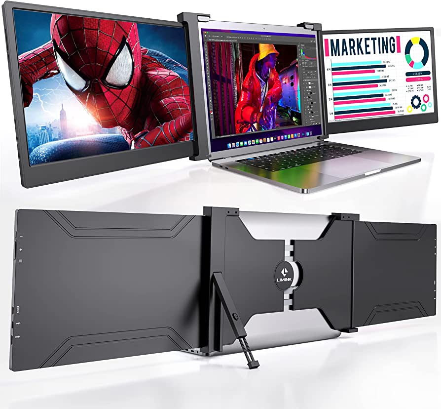 14" Portable Tri-Screen Laptop Monitor Extender