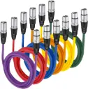 1m XLR to XLR Cables - 6 Pack (Multi-Colour)