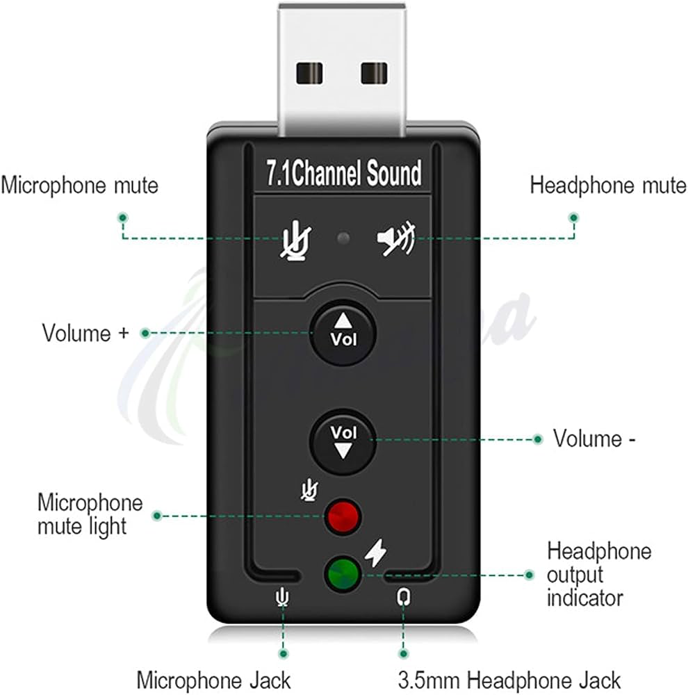 7.1-Channel USB External Sound Card with Mic & Headphone Jacks audio interface usb sound 
