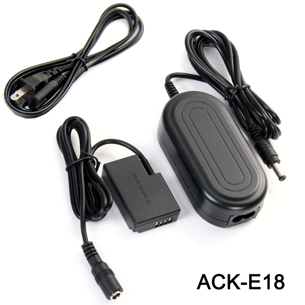 AC Adapter ACK-E18 (8V 3A) with Dummy Battery for Canon