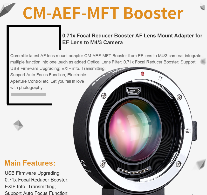 محول باناسونيك أوليمبوس إلى عدسة كانون مع محول M4/3 CM-AEF-MFT Booster