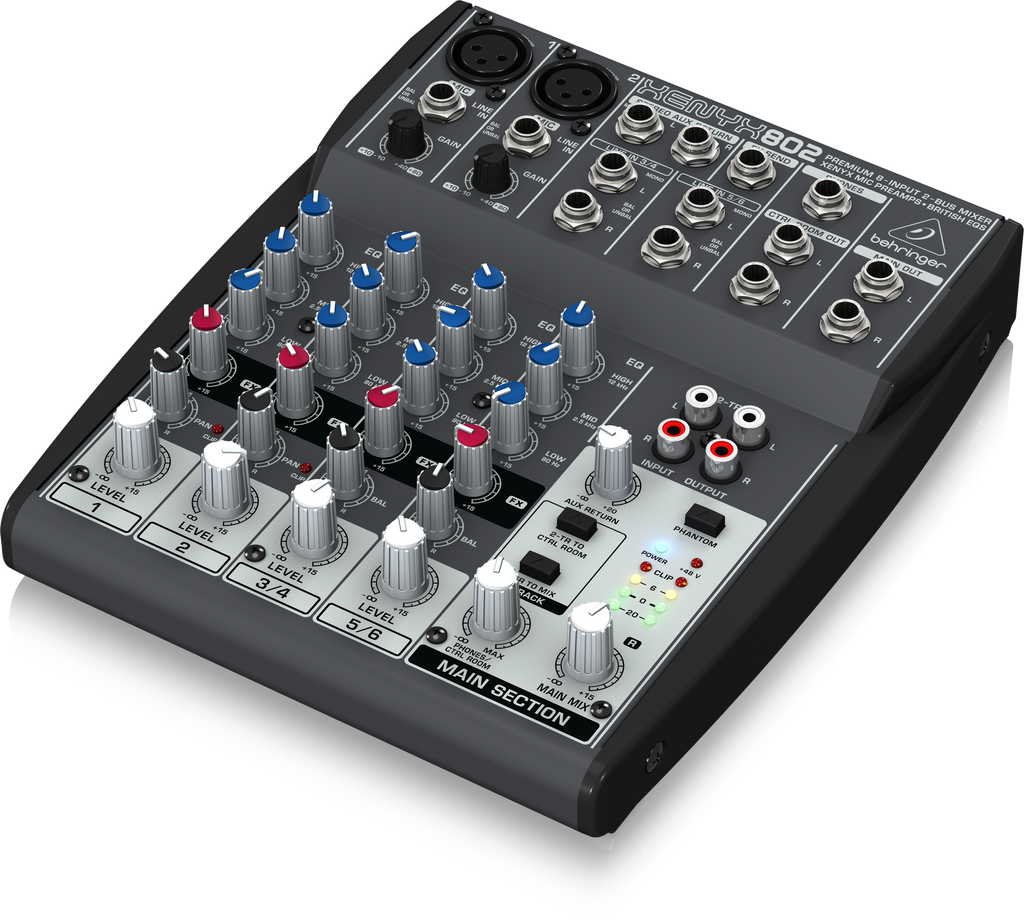 Behringer XENYX 802 Premium 8-Input 2-Bus Mixer with XENYX Mic Preamps and British EQs