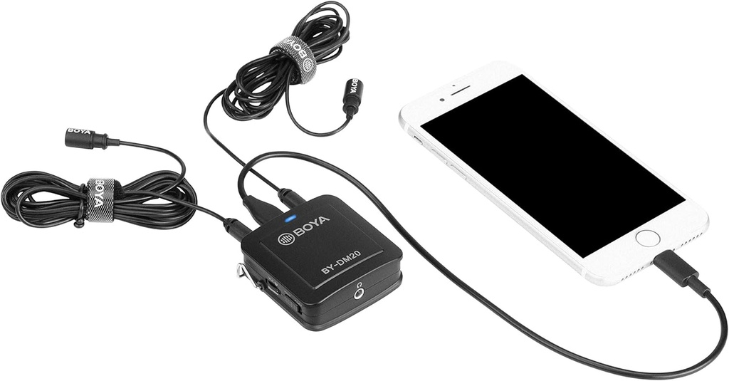 ميكروفون بويا BY-DM20 لافاليير رقمي لشخصين مع مخرج لايتنينغ وUSB-C وUSB