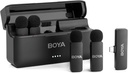 BOYA BY-V4U 4-Channel Wireless Lavalier Microphone System with USB-C Receiver & Charging Case