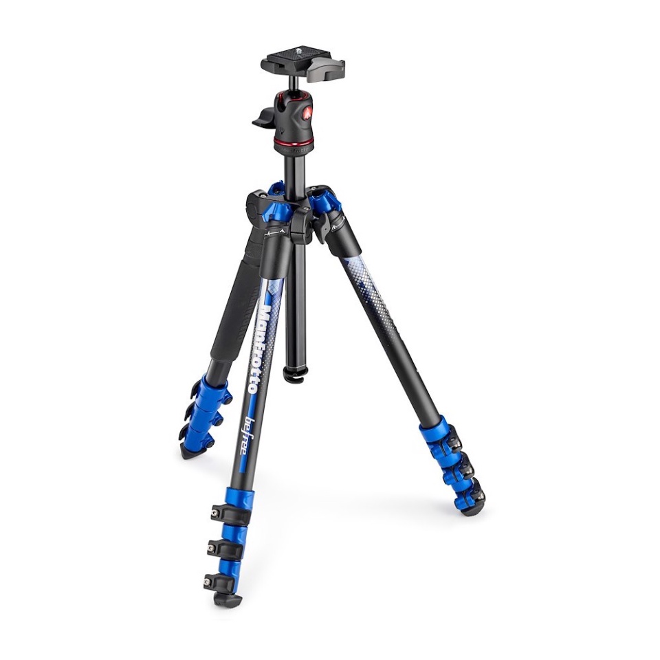 Manfrotto BeFree Color Aluminium Travel Tripod kit MKBFRA4BL-BH/MKBFRA4RD-BH/MKBFRA4GR-BH