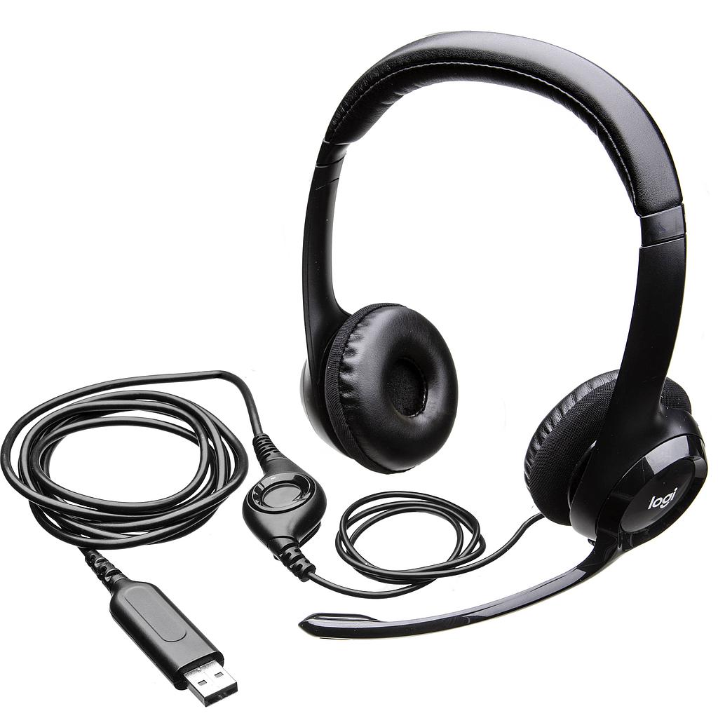 Logitech H390 USB Headset - Wired Stereo Headset with Noise-Cancelling Microphone and Inline Controls