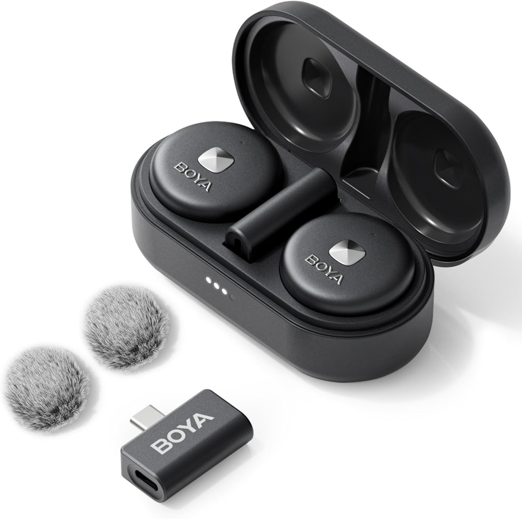 نظام ميكروفون لاسلكي لشخصين BOYA OMIC-U مع موصل USB-C للأجهزة المحمولة