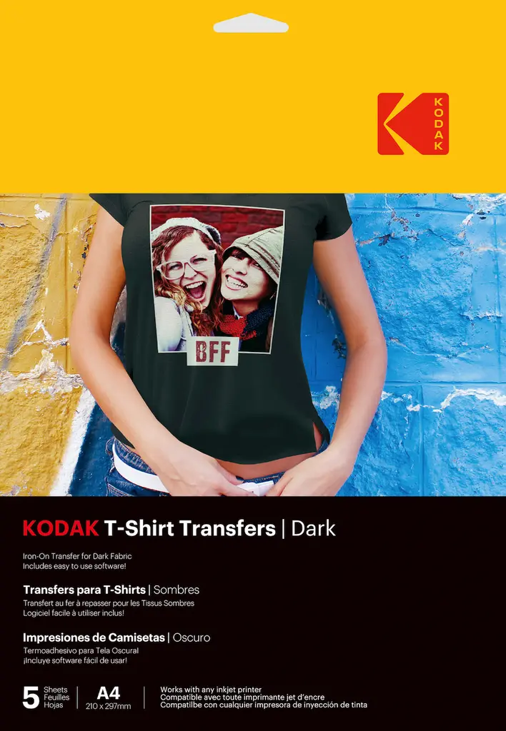 Kodak T-Shirt Transfer Paper for Dark Fabrics, A4 300 gsm — 5 Sheets