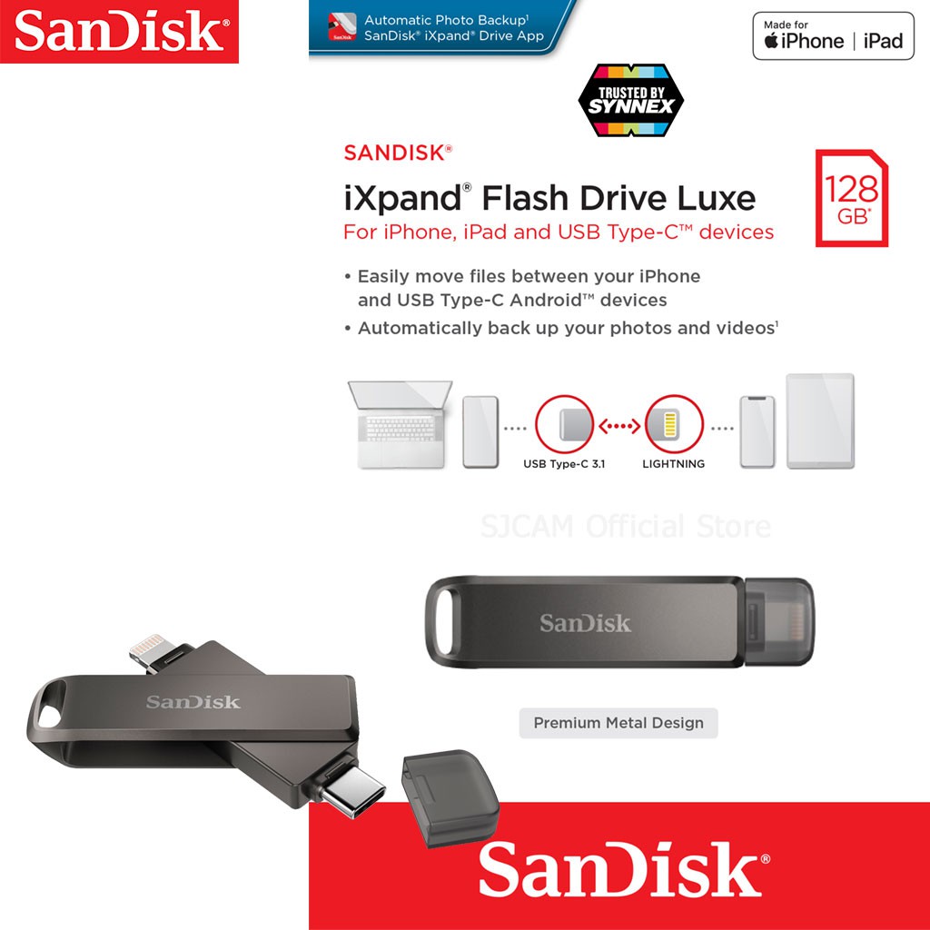 SanDisk iXpand Flash Drive Luxe 128GB - Lightning (iPhone, iPad