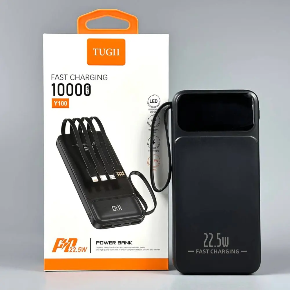 TUGII WUW Y100 Power Bank 10,000 mAh PD 22.5W (Built-in Cables)