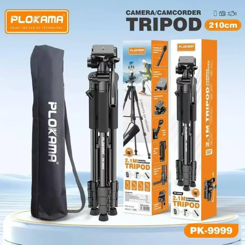  PLOKAMA PK-9999 190CM Camera Tripod with Mobile Phone Holder With Bluetooth Remote