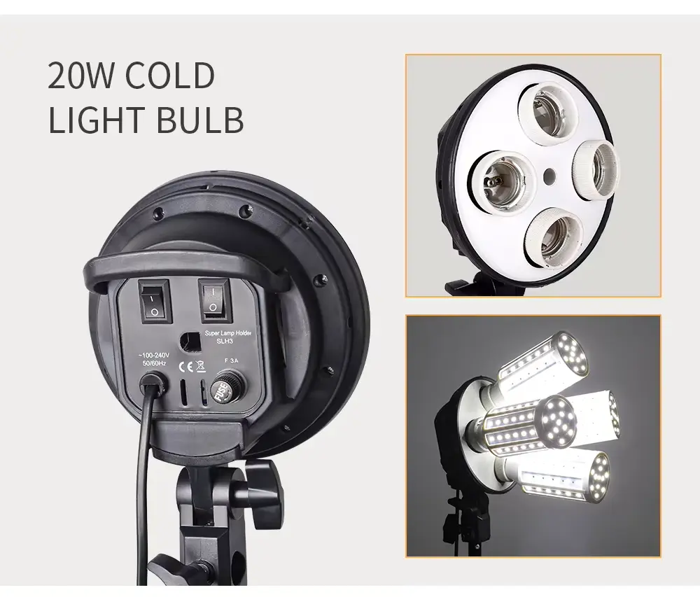 5-Socket Lamp Head for Photography Lighting
