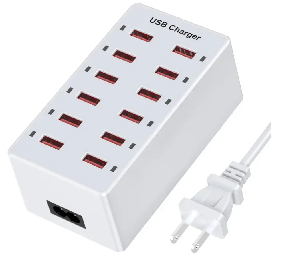 USB Charger 12-Ports Charging Station for Multiple Devices USB Wall Charger Power Hub Strip Smart Plug Charging Dock Block for iPhone