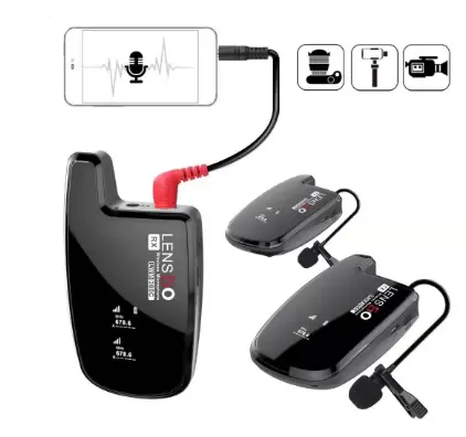 LENSGO LWM-308C UHF Wireless Lavalier Microphone System - 30 Channels, 2 Transmitters and 1 Receiver