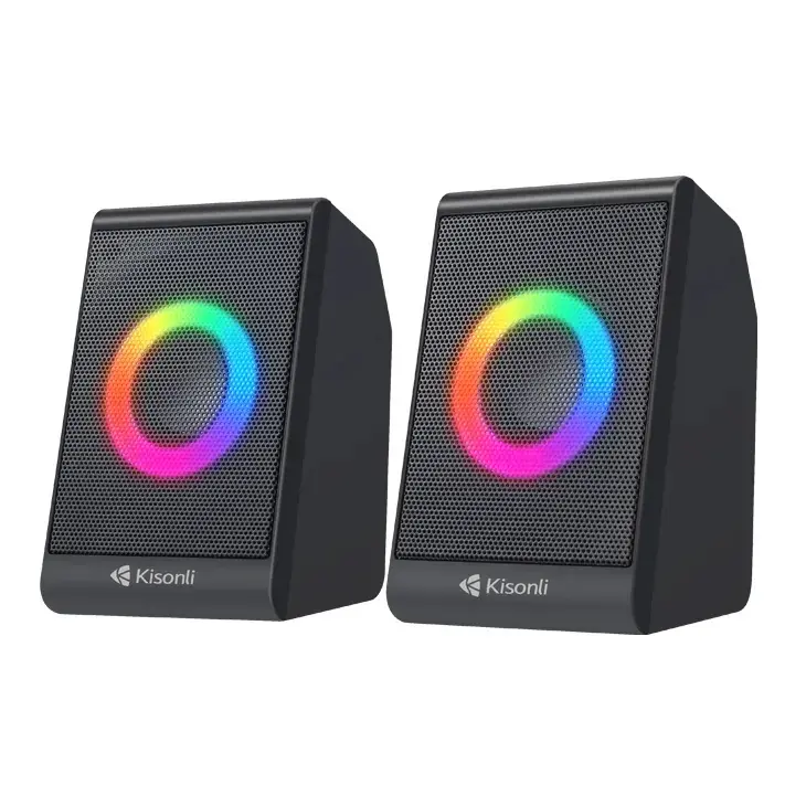 Kisonli L-8080 Mini Multimedia Speaker with RGB LED Lighting, Wired