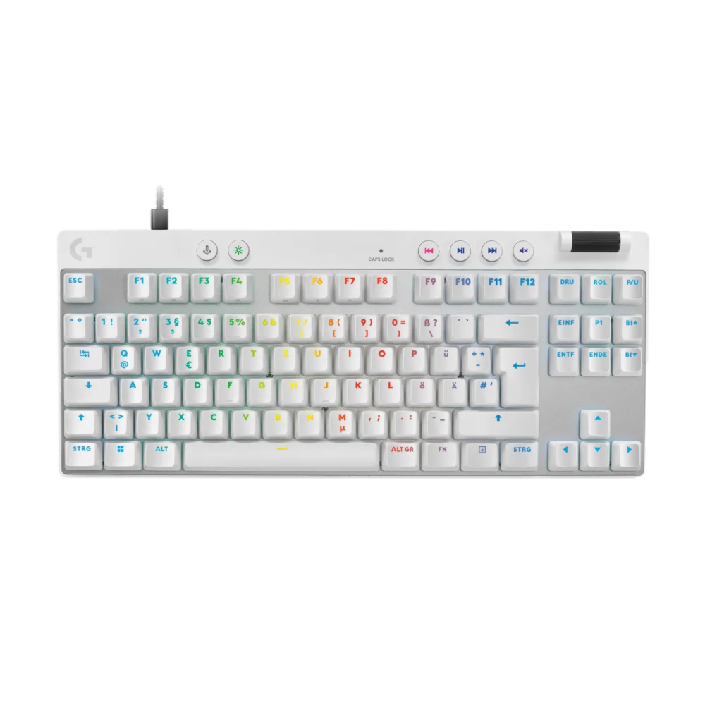 Logitech G PRO X TKL RAPID Wired Gaming Keyboard — White (US INT'L, Linear, EMEA)
