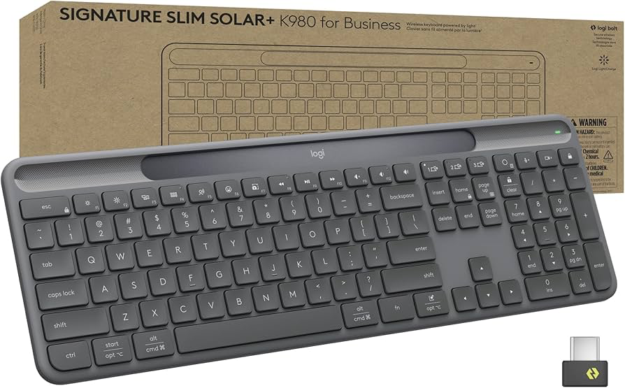 LOGI K980 Slim Solar Keyboard – Graphite, 2.4GHz / Bluetooth Logitech