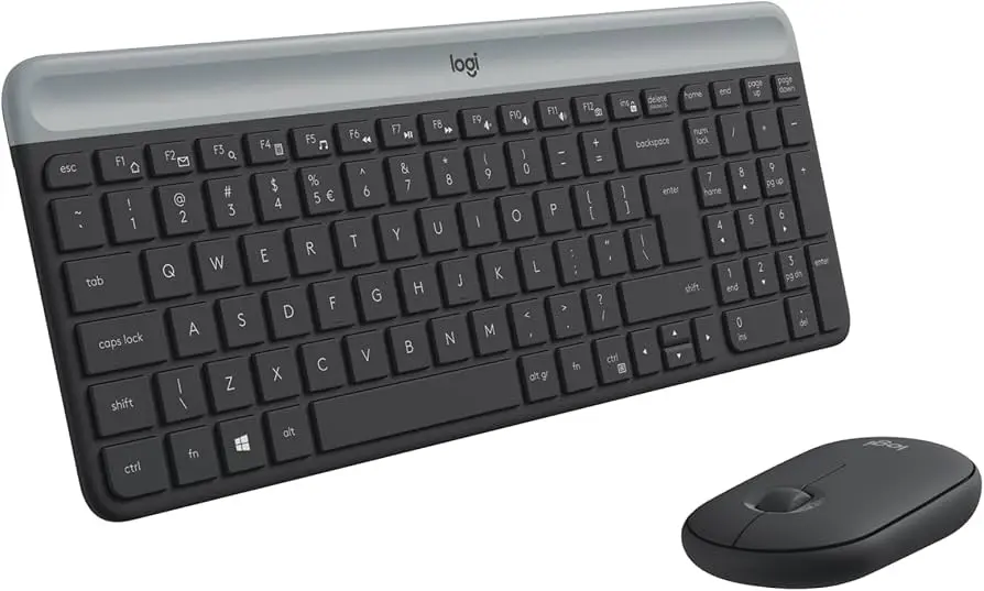 Logitech MK470 Slim Wireless Keyboard and Mouse Combo - 2.4 GHz USB Receiver, Gray / White