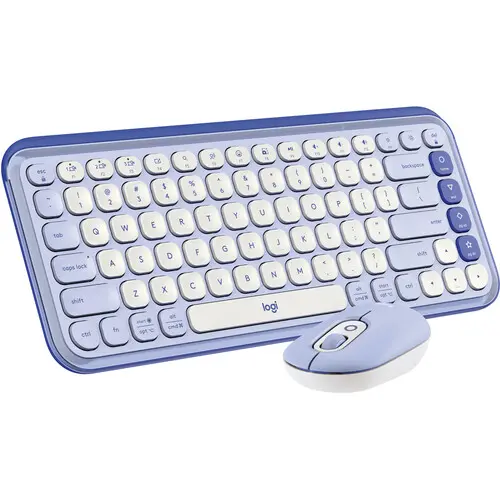 Logitech POP Icon Combo Wireless Keyboard and Mouse – Lilac, Bluetooth