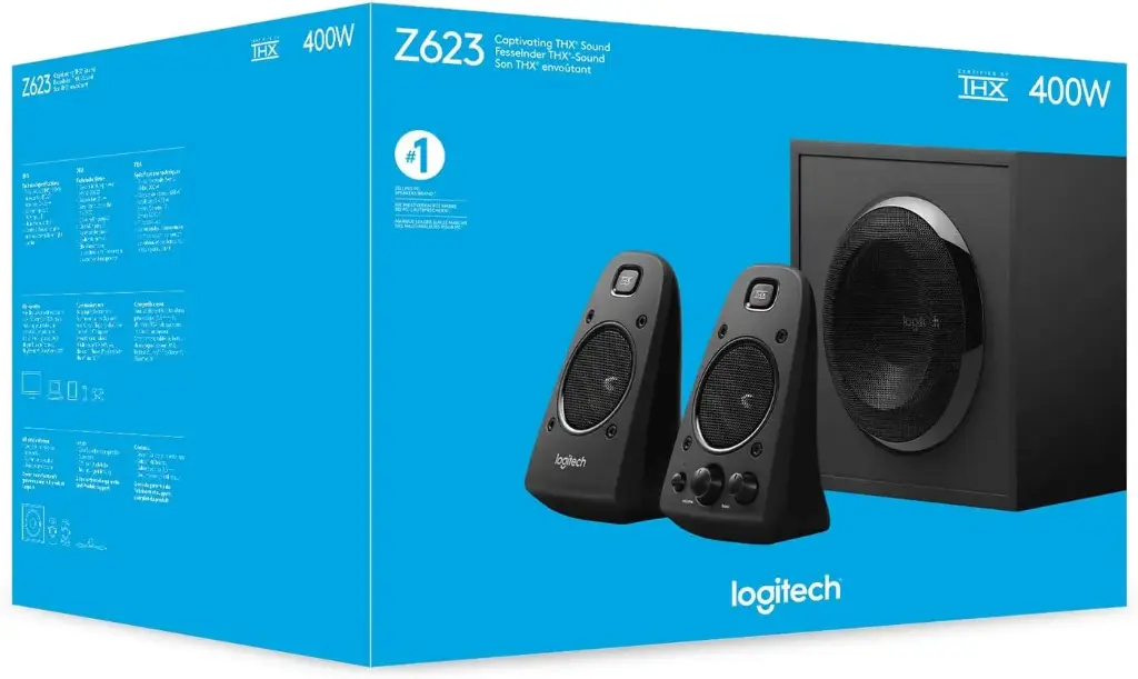 Logitech Z623 THX-Certified 2.1 Speaker System – 200 W RMS, Black