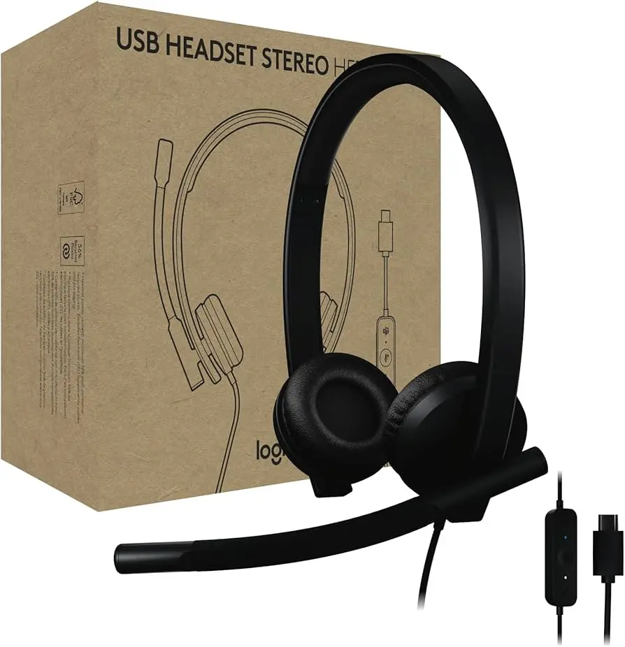 Logitech H570e Wired Stereo Headset – USB-C, Microsoft Teams Version, Black