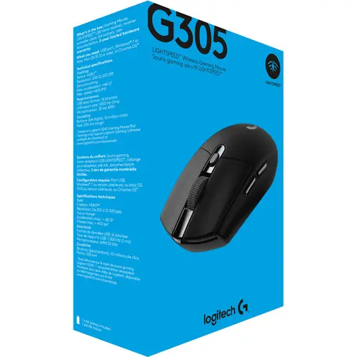 Logitech G305 LIGHTSPEED Wireless Gaming Mouse - HERO Sensor, 12,000 DPI, Black / White