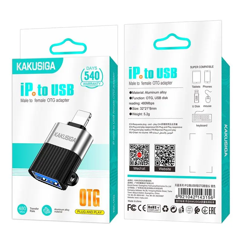 TIANJIA KSC-1422 Lightning Male to USB-A Female OTG Adapter