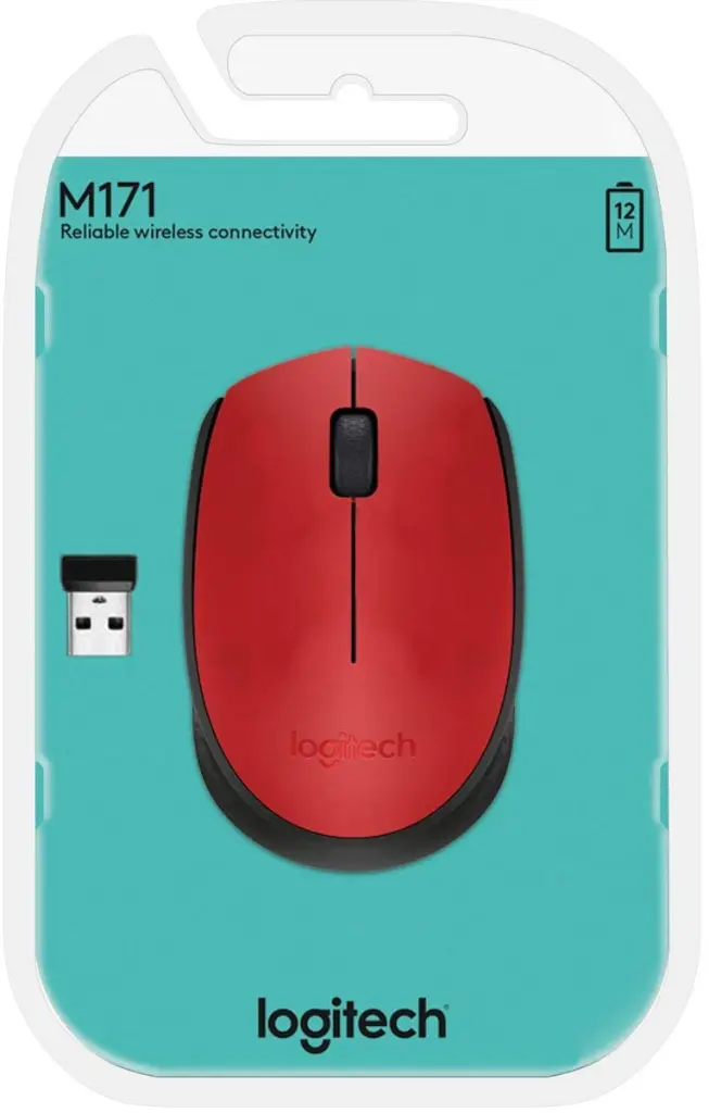 Logitech M171 Wireless Optical Mouse - Red / Blue, 2.4 GHz