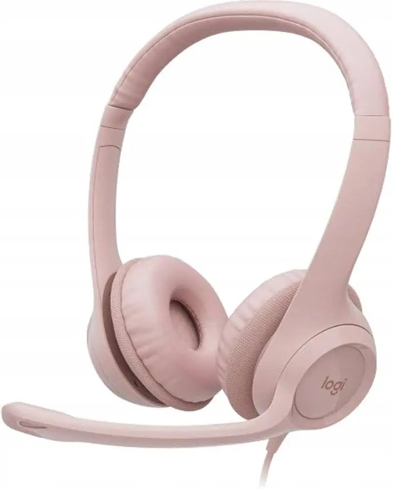 LO H390 Wired USB Headset – Pink (with Microphone)