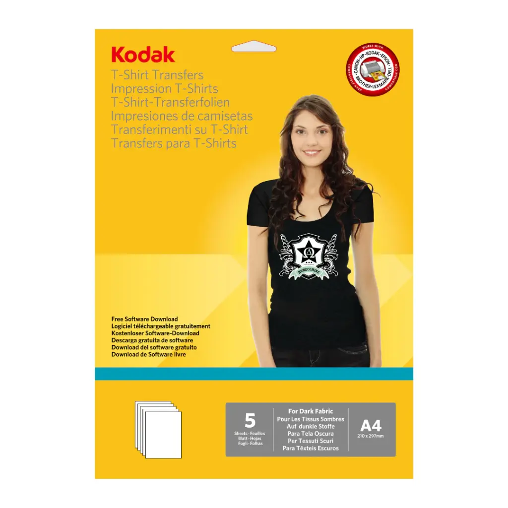 Kodak T-Shirt Transfer Photo Paper for Dark Fabrics A4 — 5 Sheets