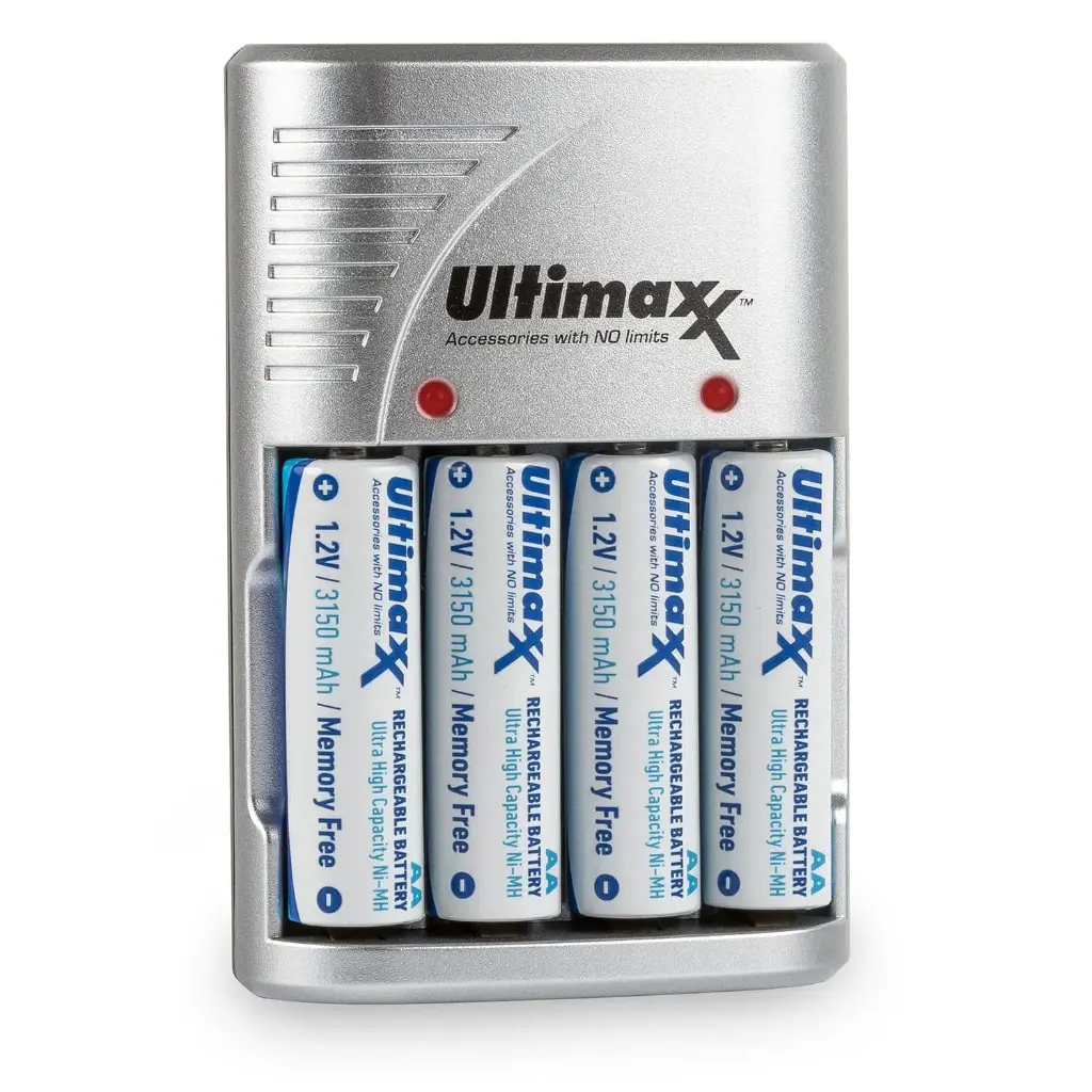 Ultimaxx Rapid Travel Charger with 4x AA NiMH Rechargeable Batteries 