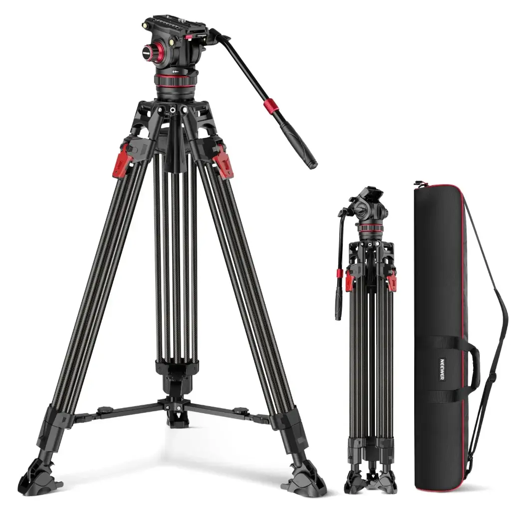 Neewer LL37 Carbon Fiber One-Step Locking Tripod 200cm with Fluid Head (10105155)