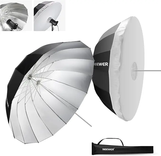 NEEWER NS4U 180cm Parabolic Reflective Umbrella Photography with Silver Interior, Soft Lighting with Diffuser  | 10103475