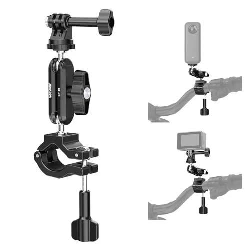 Neewer GP-10 Action Camera Pole Mount with Two 360 Degree Ball Heads and 1/4" Screw Mount for Motorcycles (33000076)