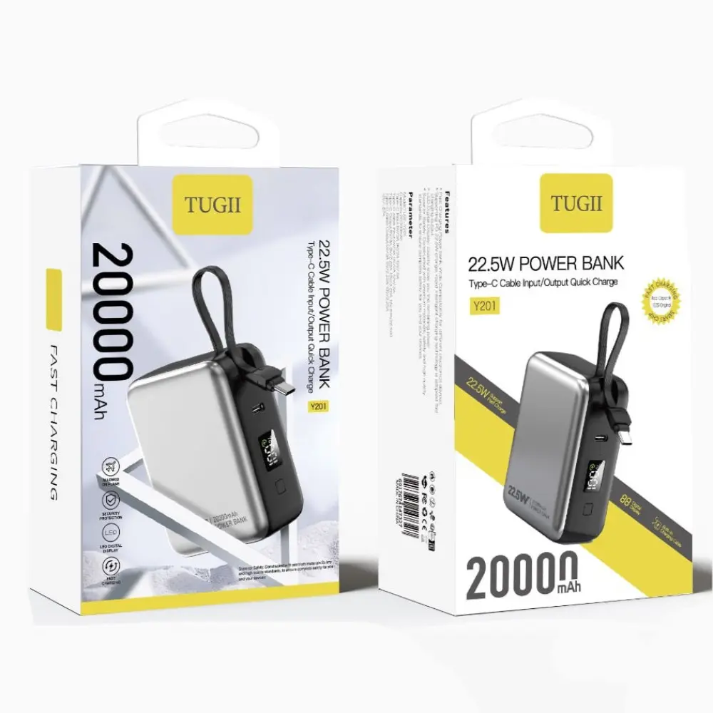 TUGII Y201 Power Bank 20,000 mAh 22.5W (Type-C In/Out Quick Charge)